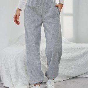 Shein- Solid Elastic Waist Slant Pocket Sweatpants